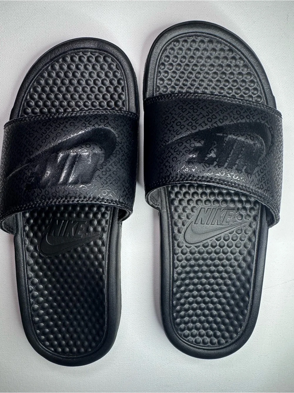 Nike Black Textured Logo Slide Sandals